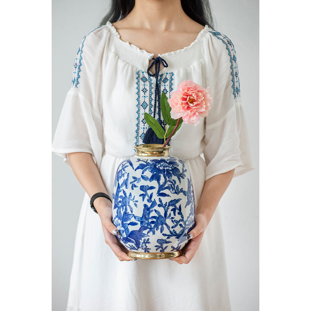 Blue and White Chinoiserie Vase