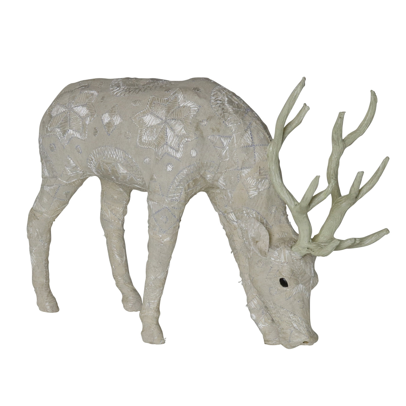 SCANDINAVIAN STAG GRAZING - LRG - EMBROIDERED WHITE