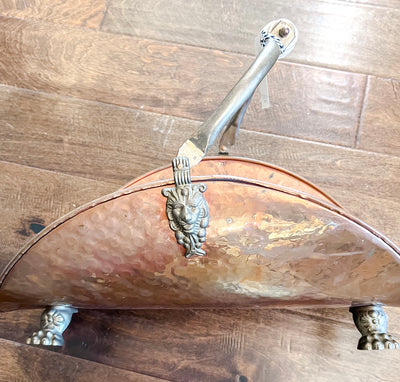 Vintage Copper Log Holder Scuttle Basket, Delft