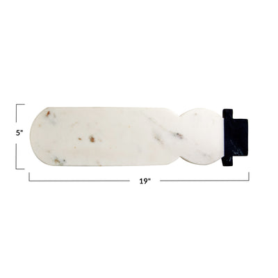 Marble Snowman Shaped Cheese/Cutting Board, White & Black