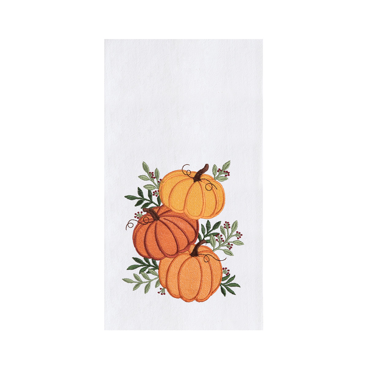 Stacked Pumpkin Trio Kitchen Towel - Orange