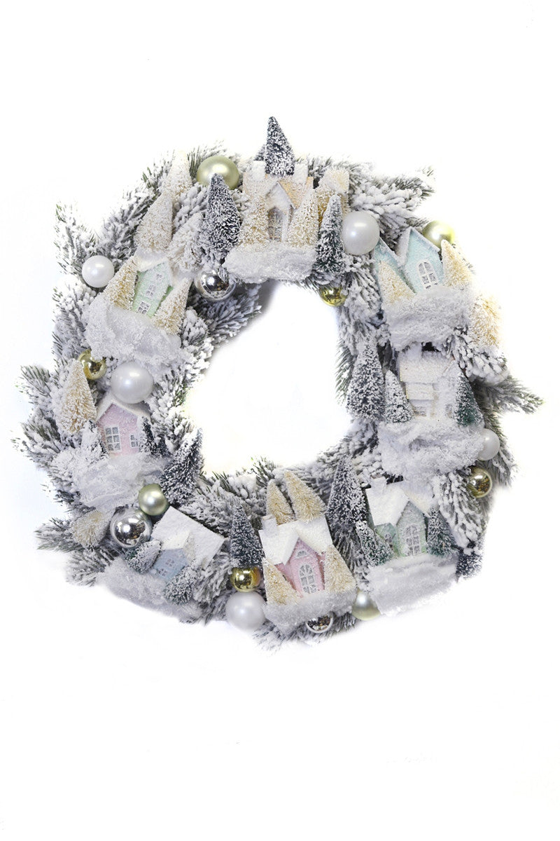 FROSTED VILLAGE WREATH