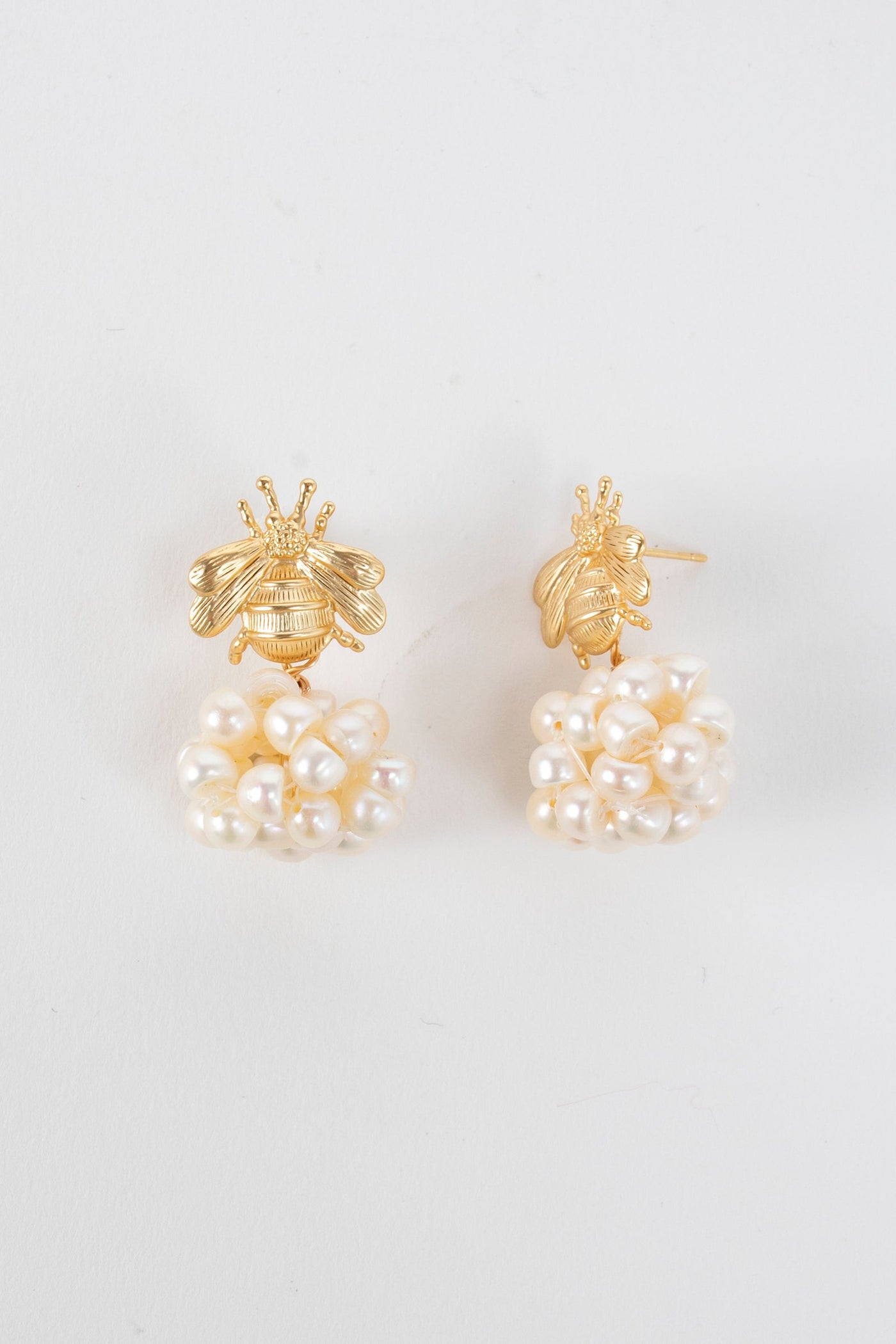 Bee Pearl Cluster Earrings