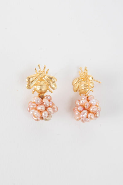 Bee Pearl Cluster Earrings