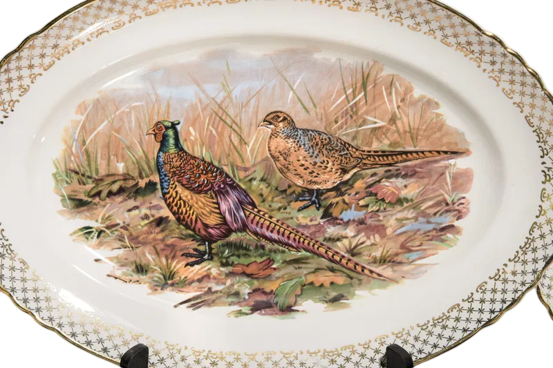 13 pc French Pheasant Plate Set