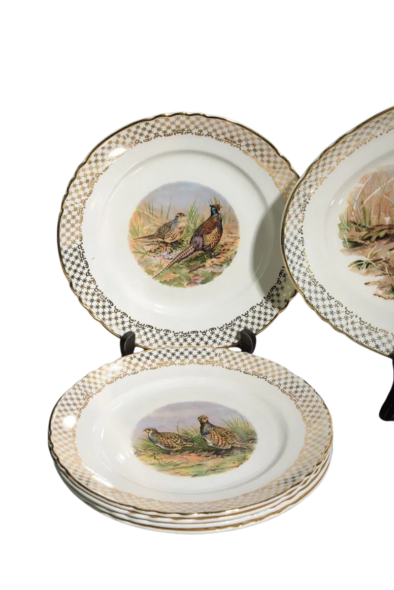 13 pc French Pheasant Plate Set