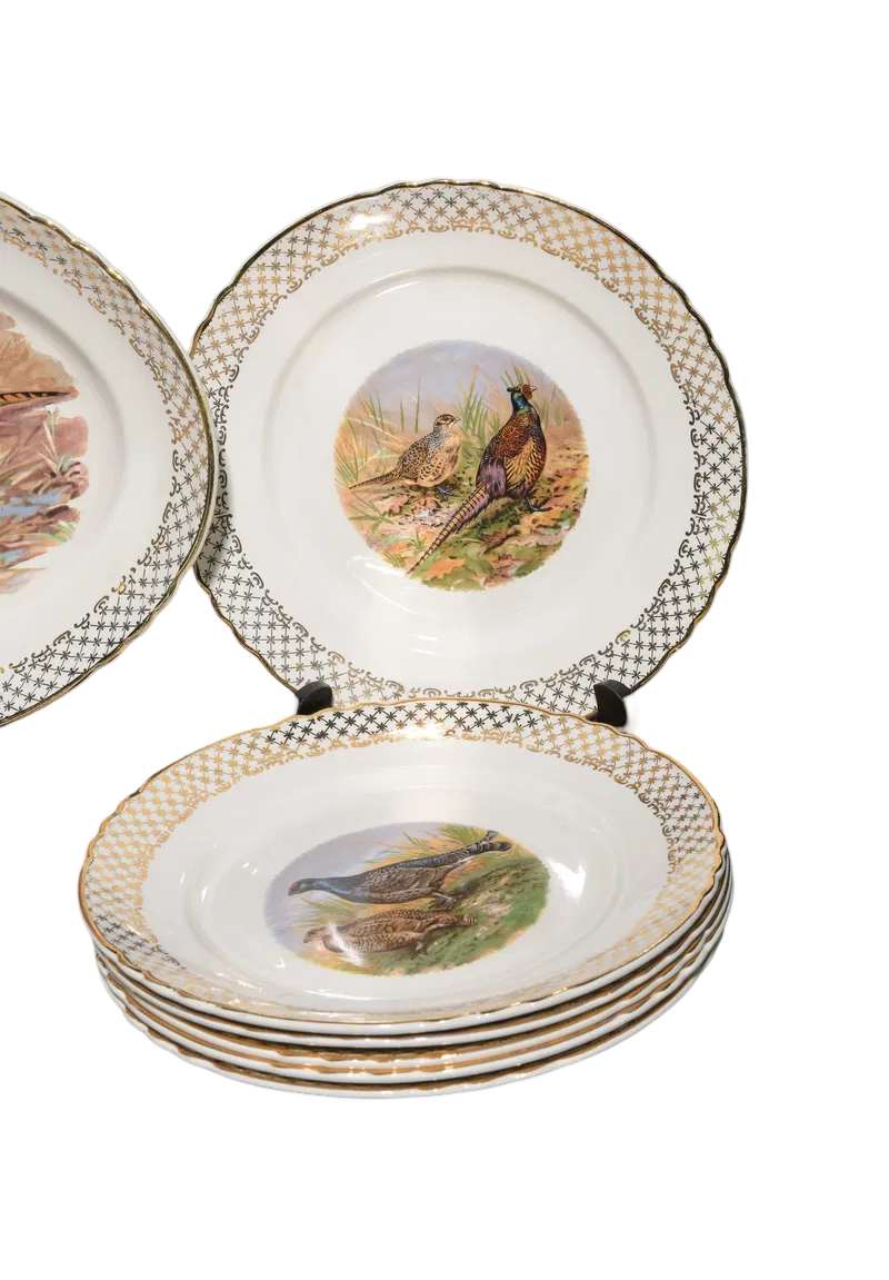 13 pc French Pheasant Plate Set