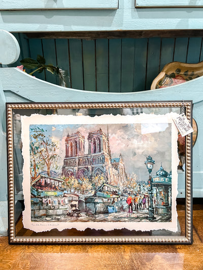 Antique Paris Hand Watercolor Lithograph
