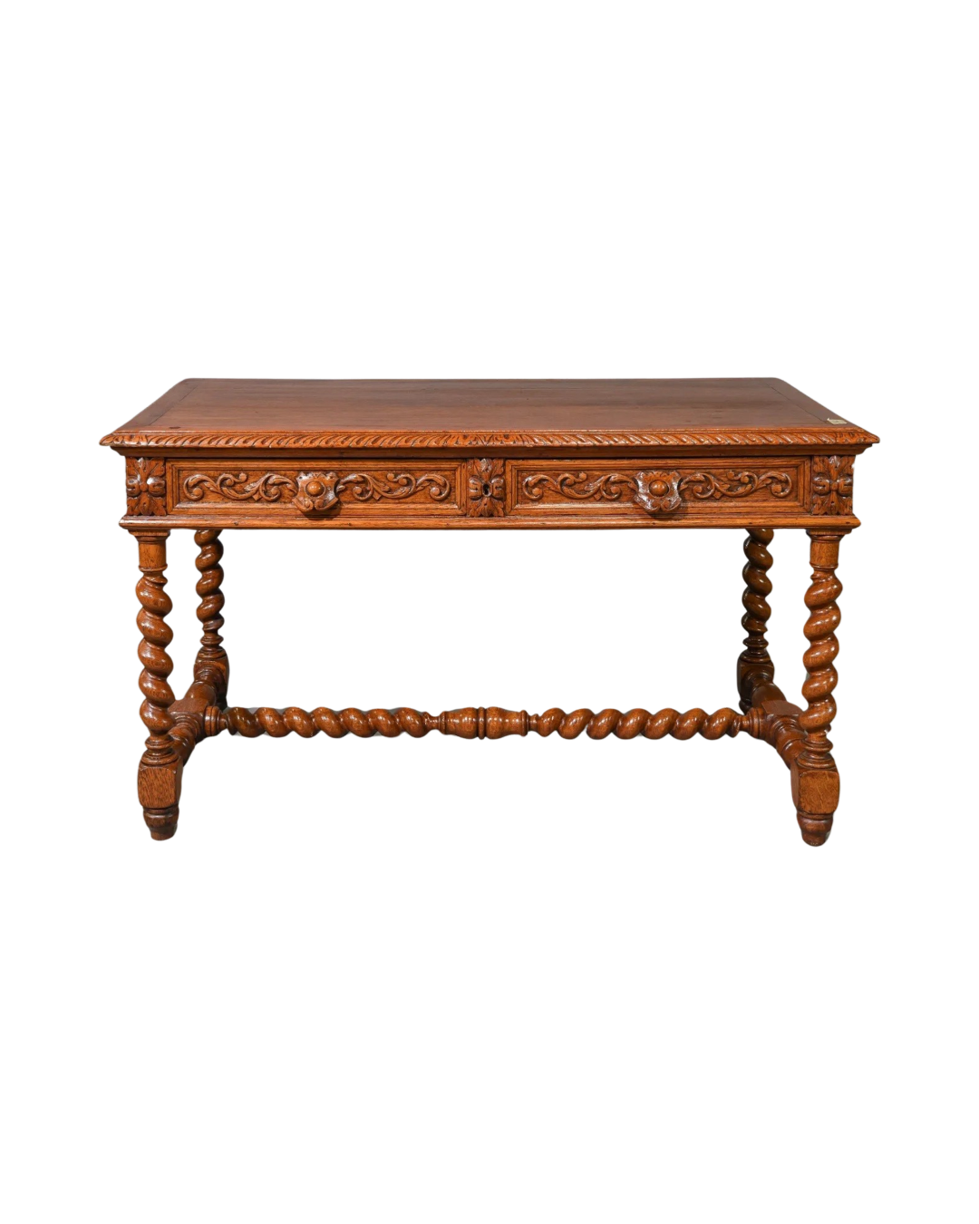 Louis XIII Style Barley Twist 2 Drawer Writing Table