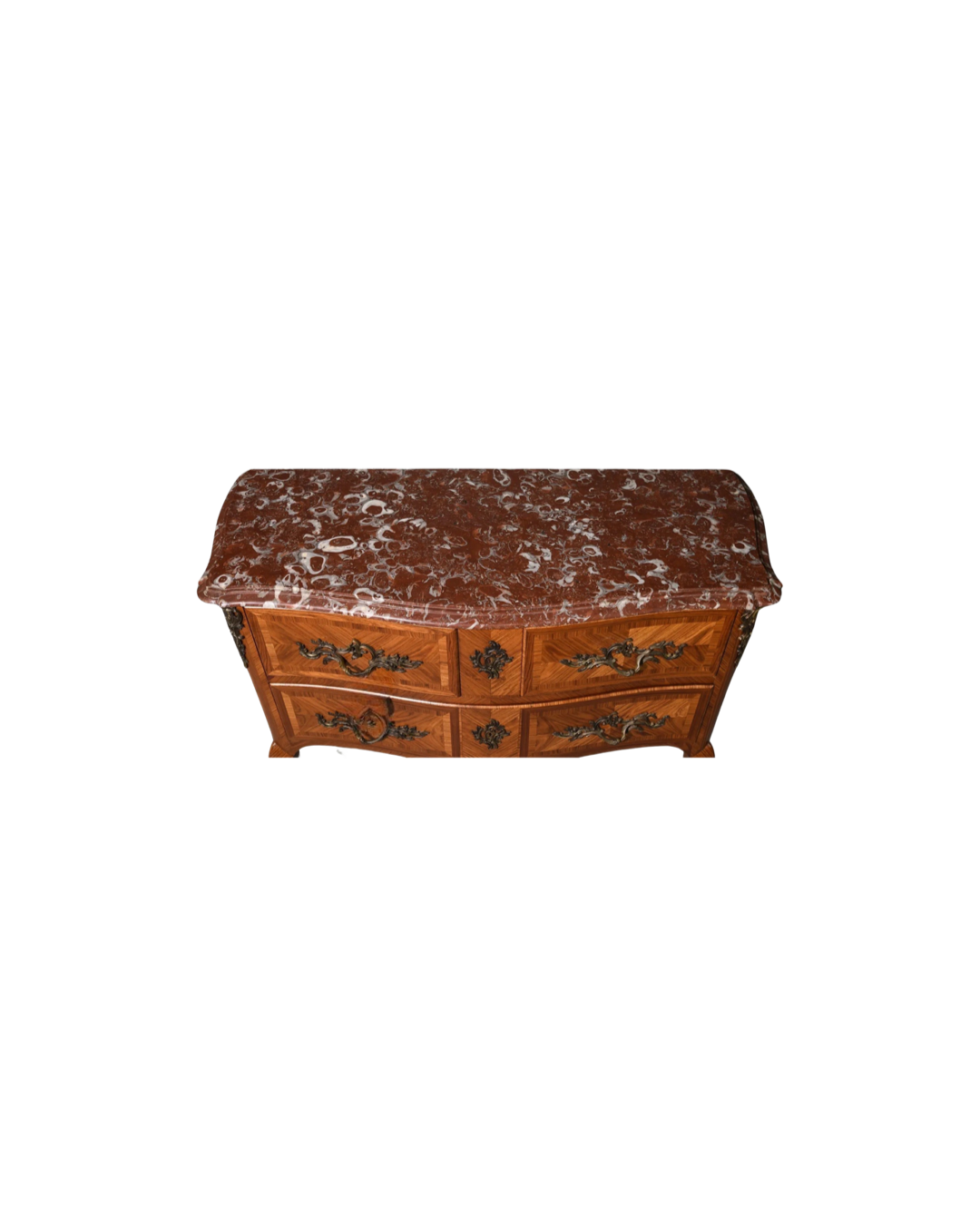 French Louis XV Kingwood Marble Top Commode