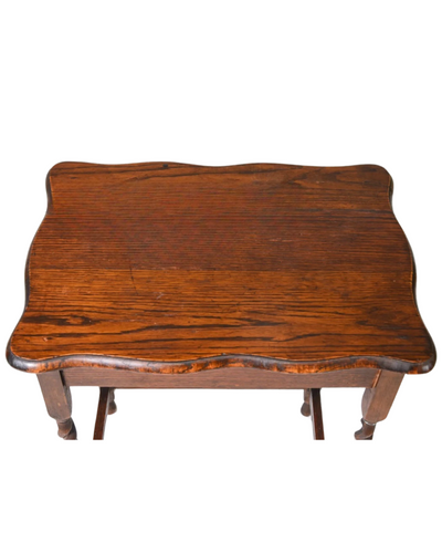 Antique Oak Louis XIII Barley Twist Table with Scalloped Edge