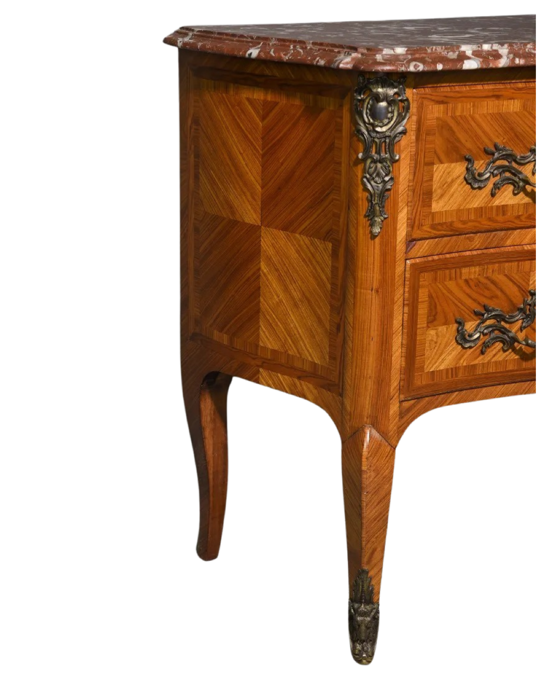 French Louis XV Kingwood Marble Top Commode