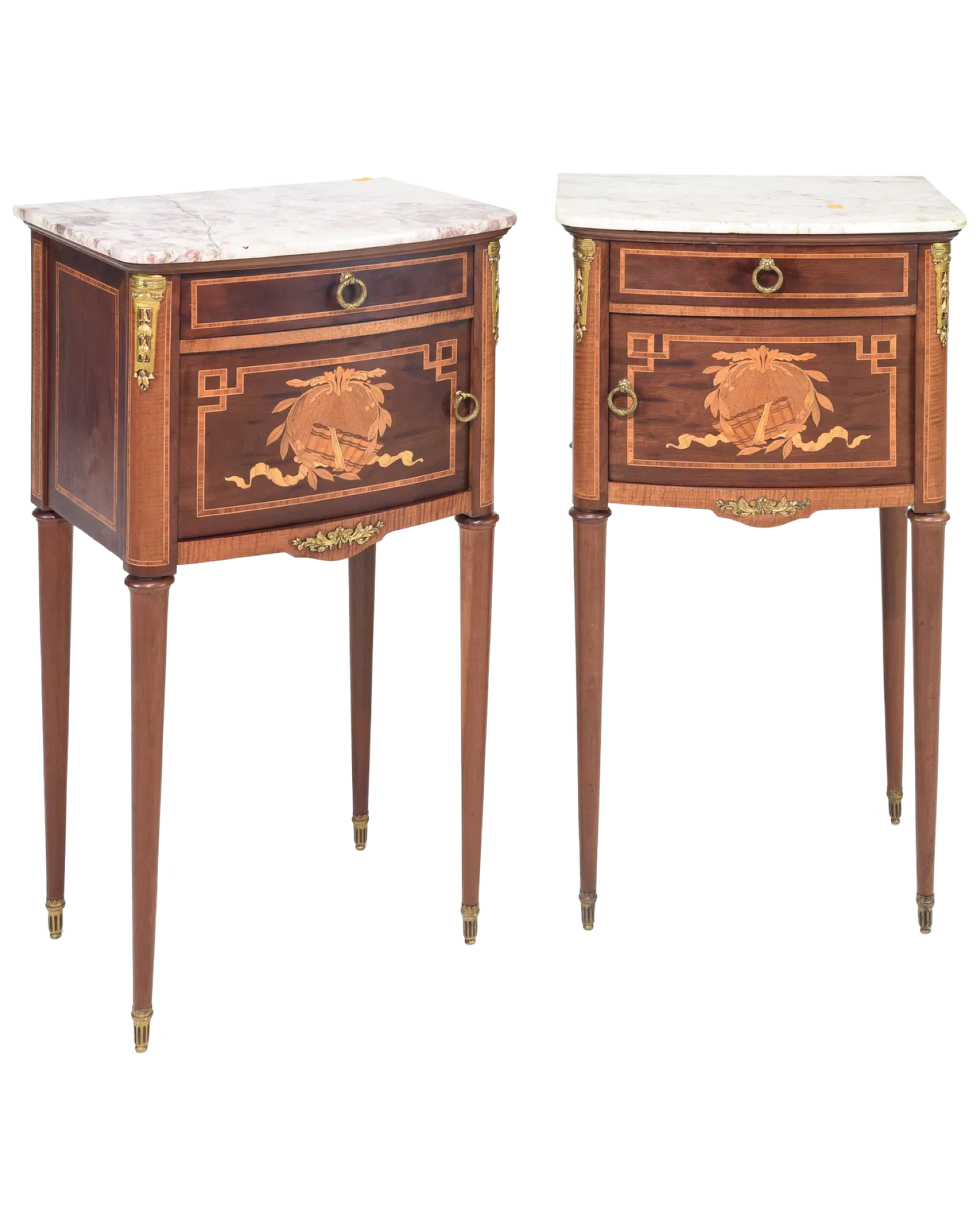 Pair of Louis XVI Marble Top Nightstands