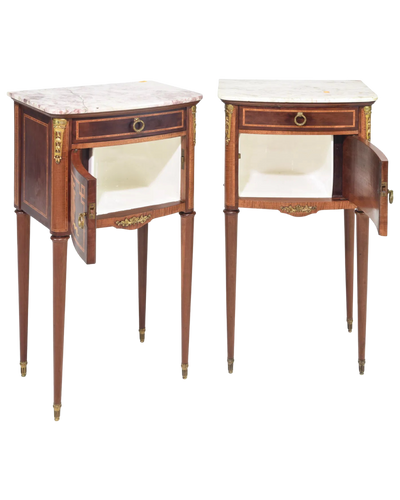 Pair of Louis XVI Marble Top Nightstands