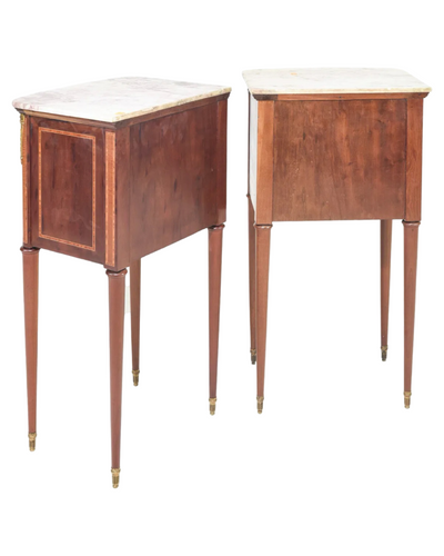 Pair of Louis XVI Marble Top Nightstands