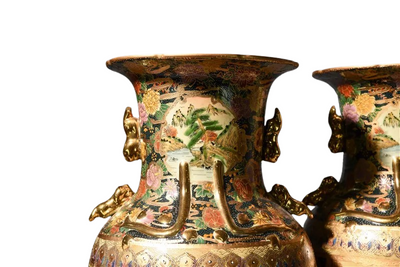 Pair of Oriental Satsuma Vases