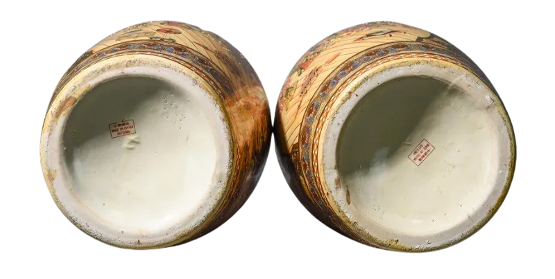 Pair of Oriental Satsuma Vases
