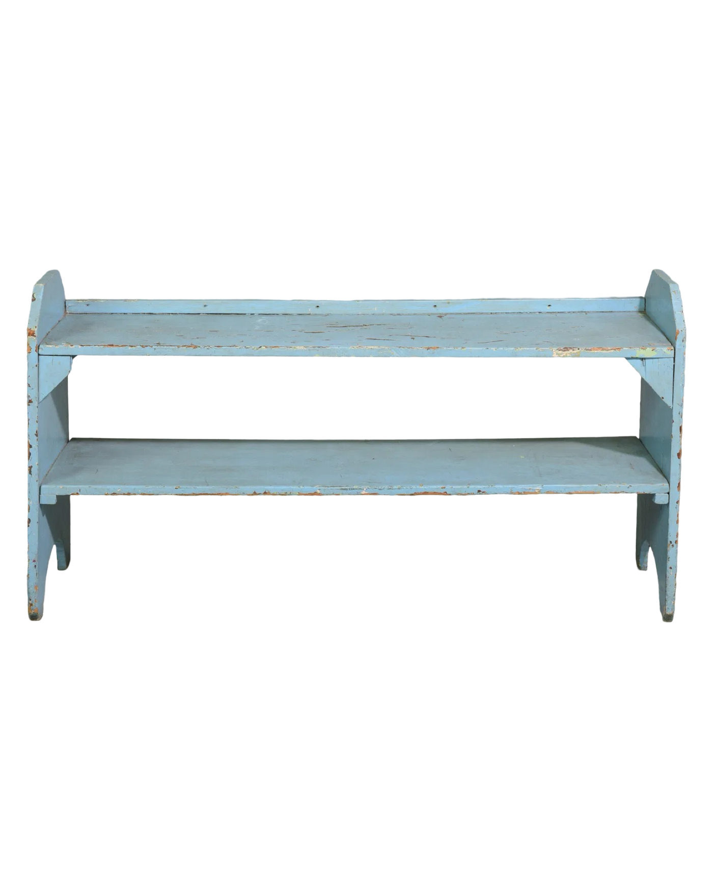 Antique Country French Blue Painted Long Shelf