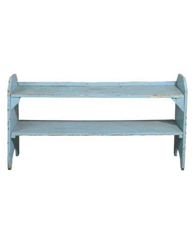 Antique Country French Blue Painted Long Shelf