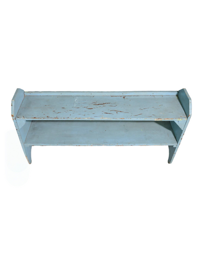 Antique Country French Blue Painted Long Shelf