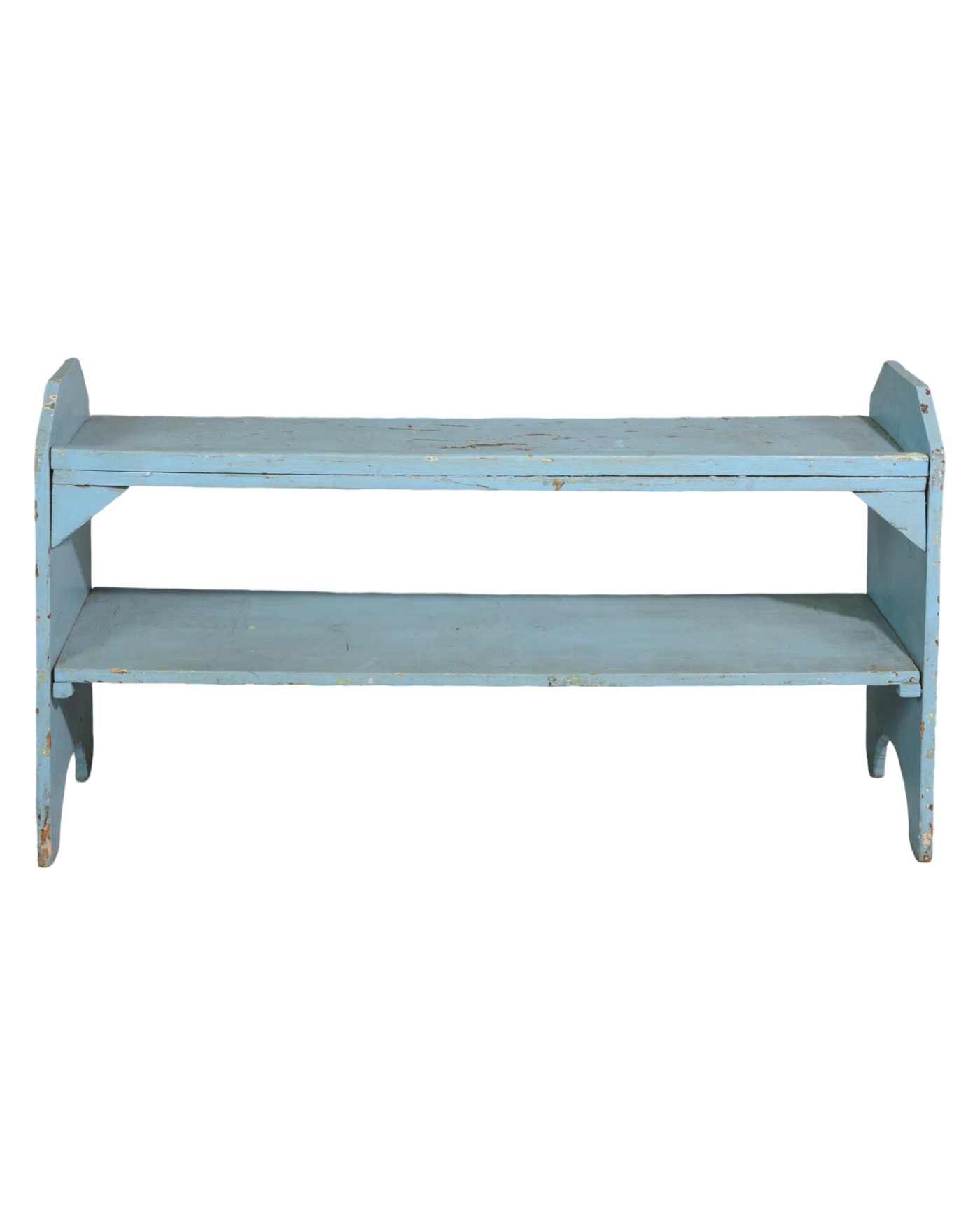 Antique Country French Blue Painted Long Shelf