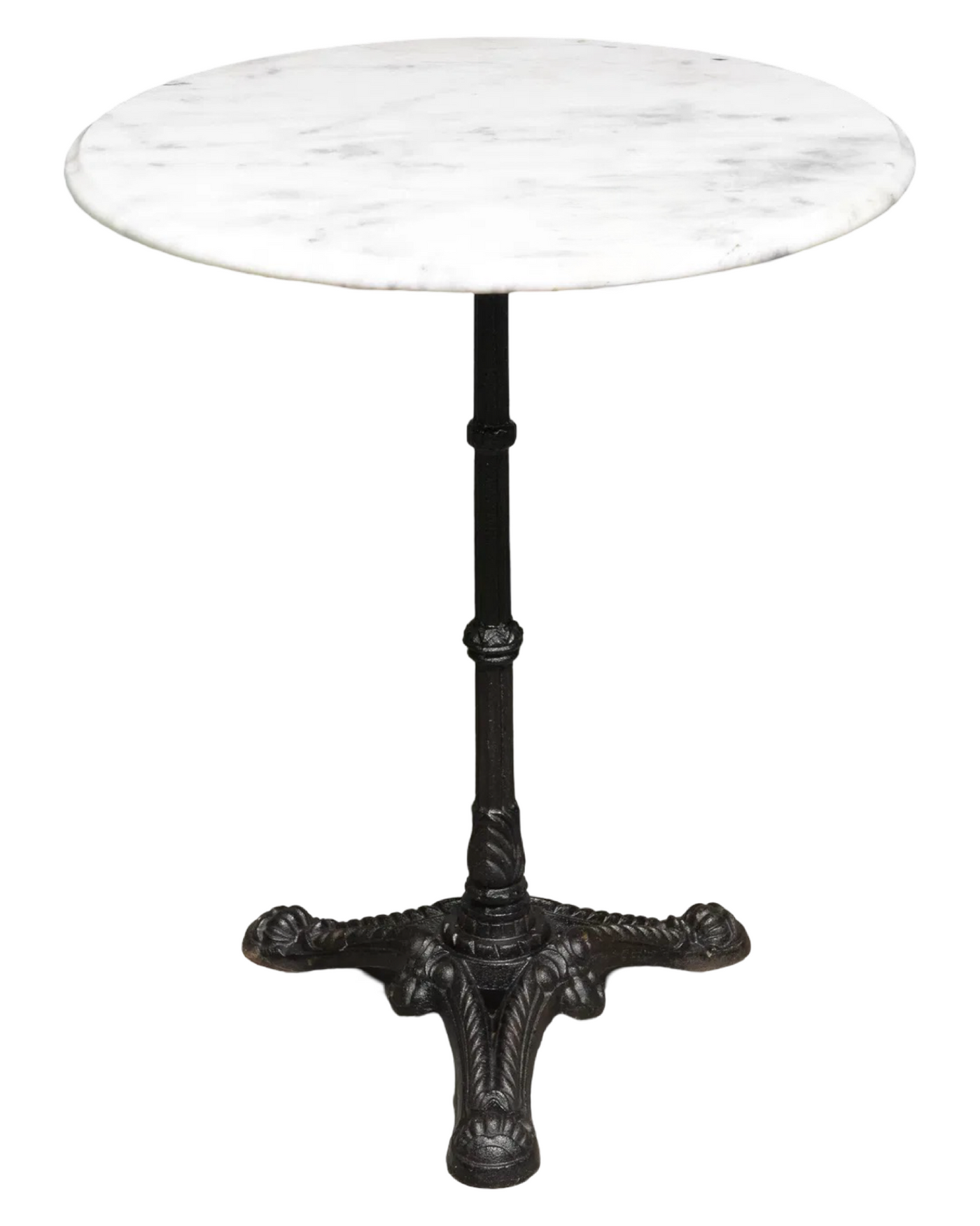 French White Marble Top Iron Base Pub / Bistro Table