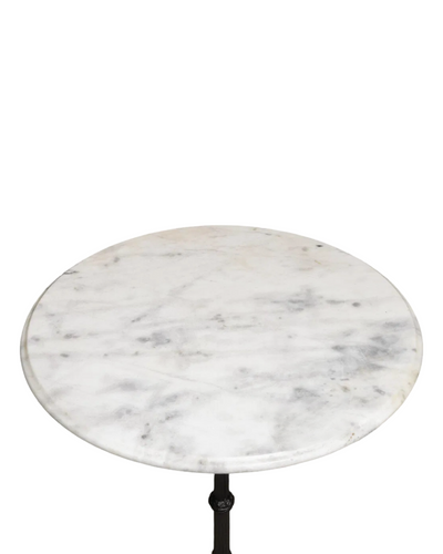 French White Marble Top Iron Base Pub / Bistro Table