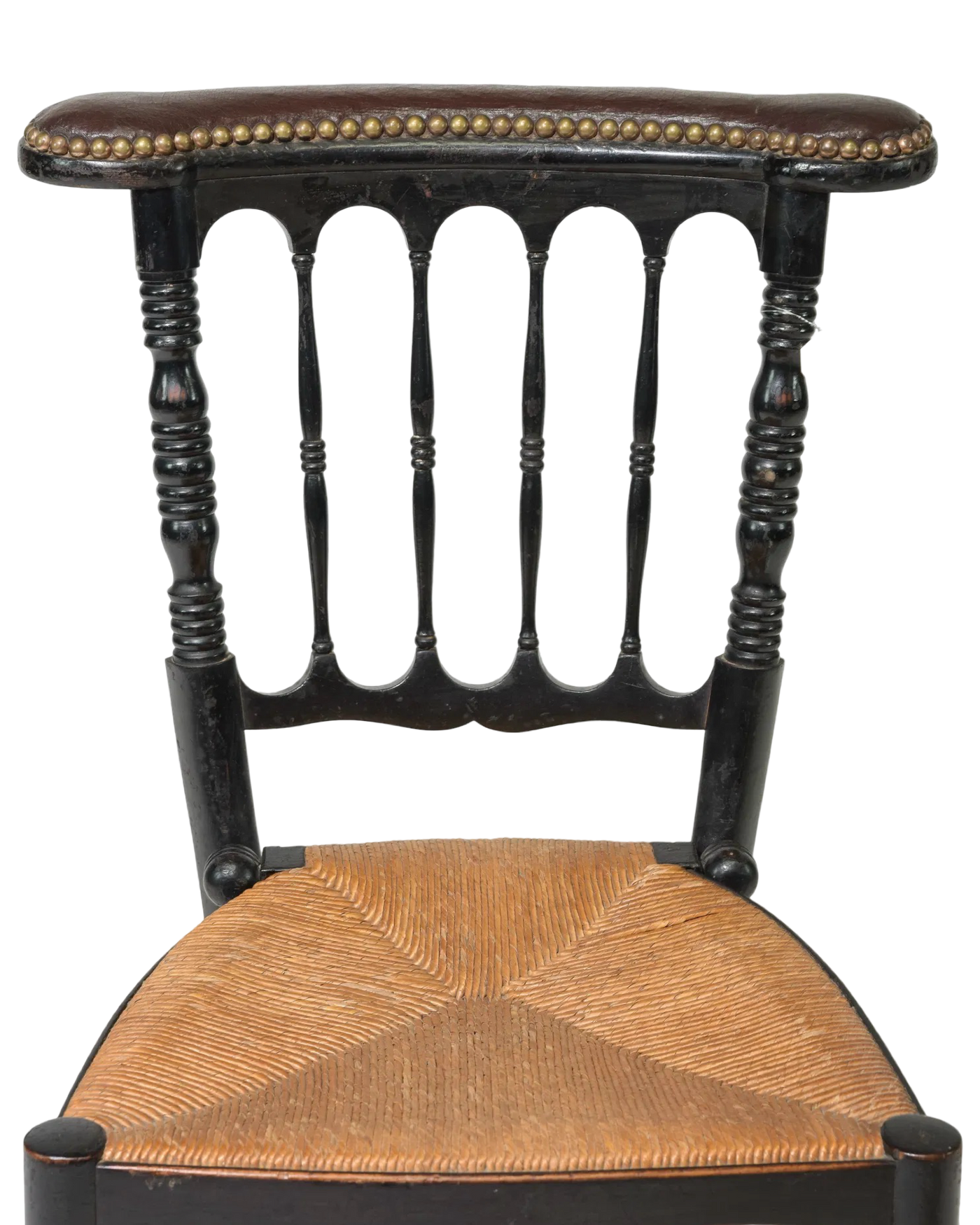 Antique French Religious Rush Seat Chair