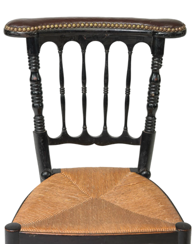 Antique French Religious Rush Seat Chair