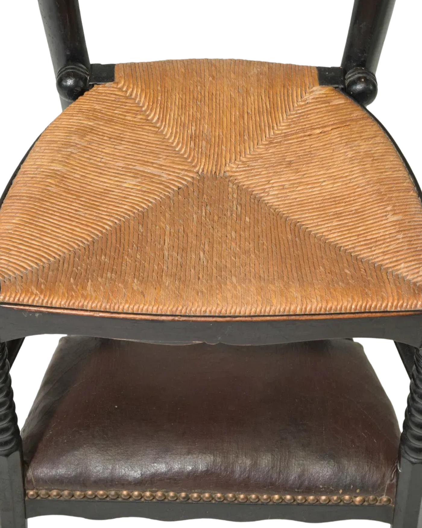 Antique French Religious Rush Seat Chair