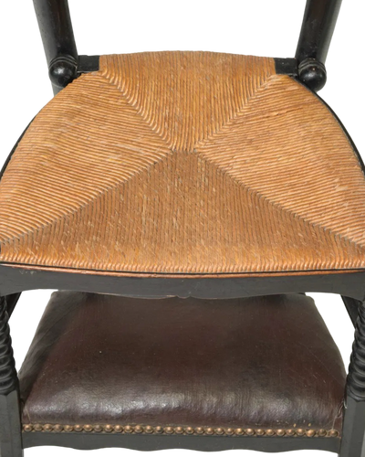 Antique French Religious Rush Seat Chair