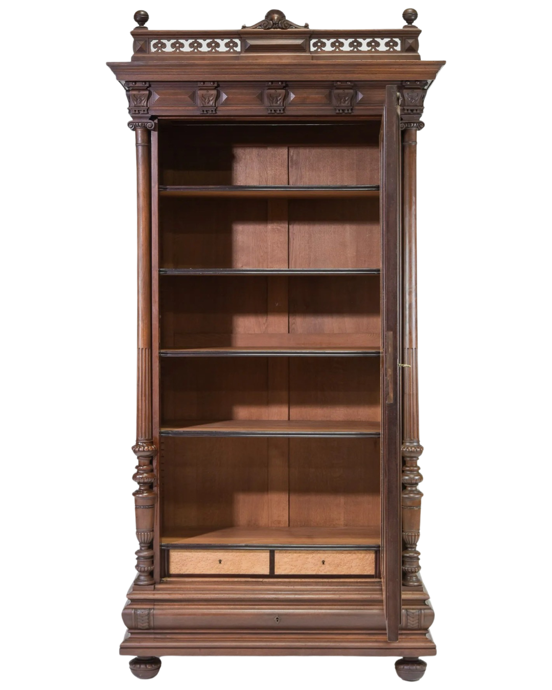 Antique Henri II Walnut Armoire with Mirrored Door