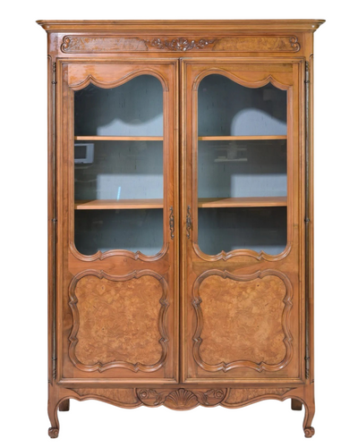 Louis XV Burled Walnut Bookcase or Vitrine