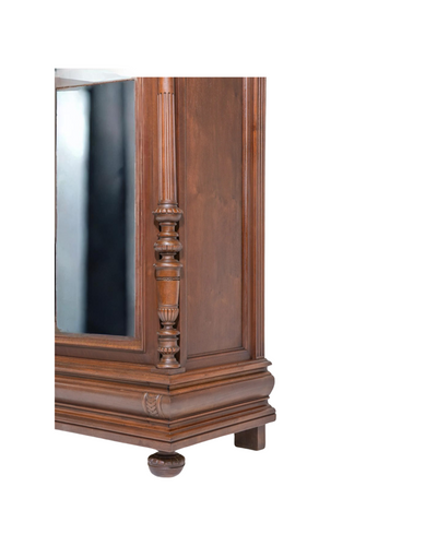 Antique Henri II Walnut Armoire with Mirrored Door