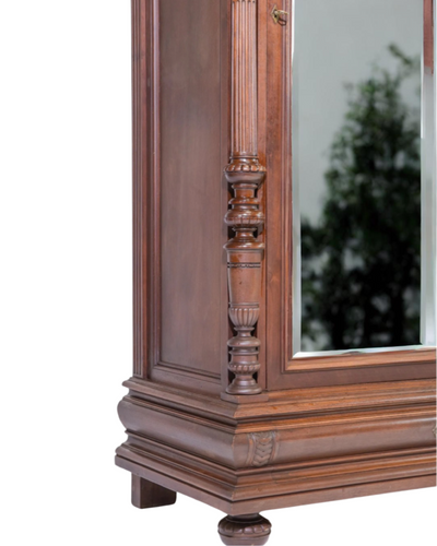 Antique Henri II Walnut Armoire with Mirrored Door