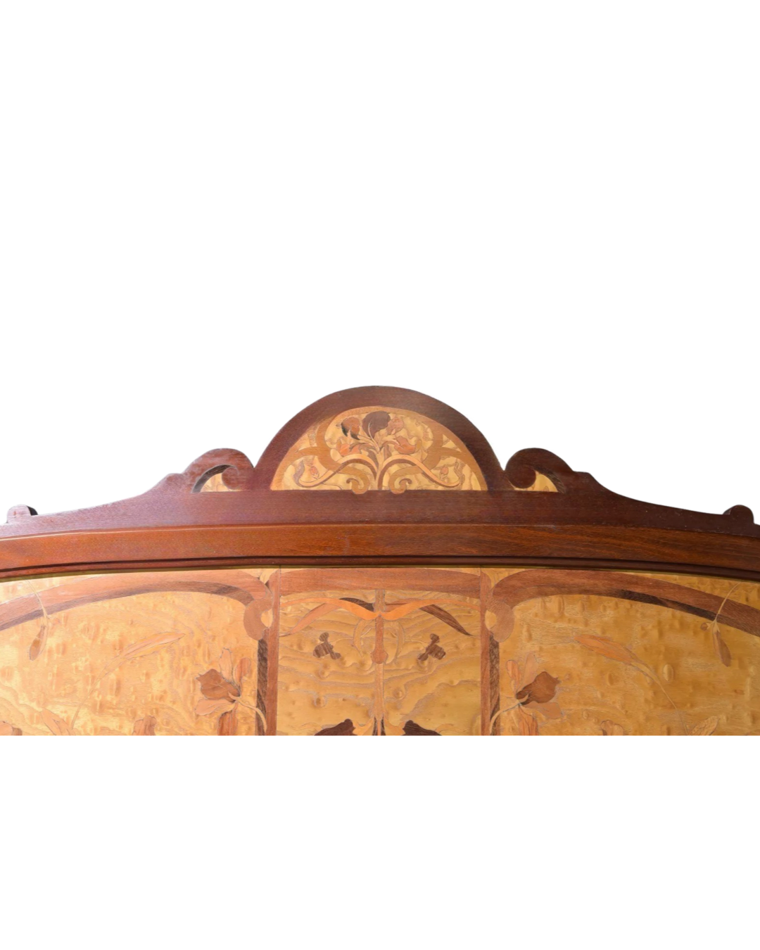 Antique French Mahogany and Walnut Art Nouveau Bed