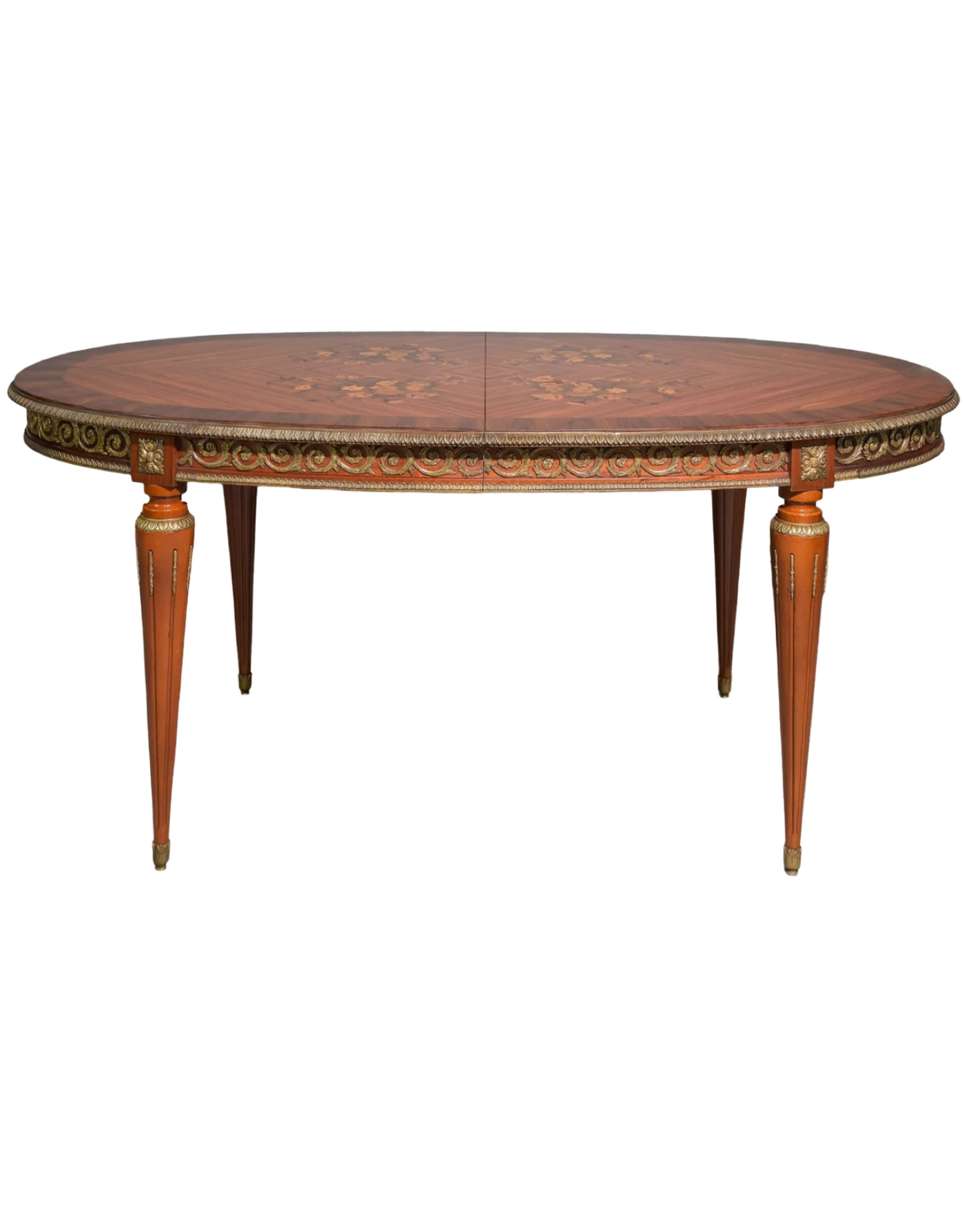 Louis XVI Inlaid Oval Dining Table with Gilt Ormolu