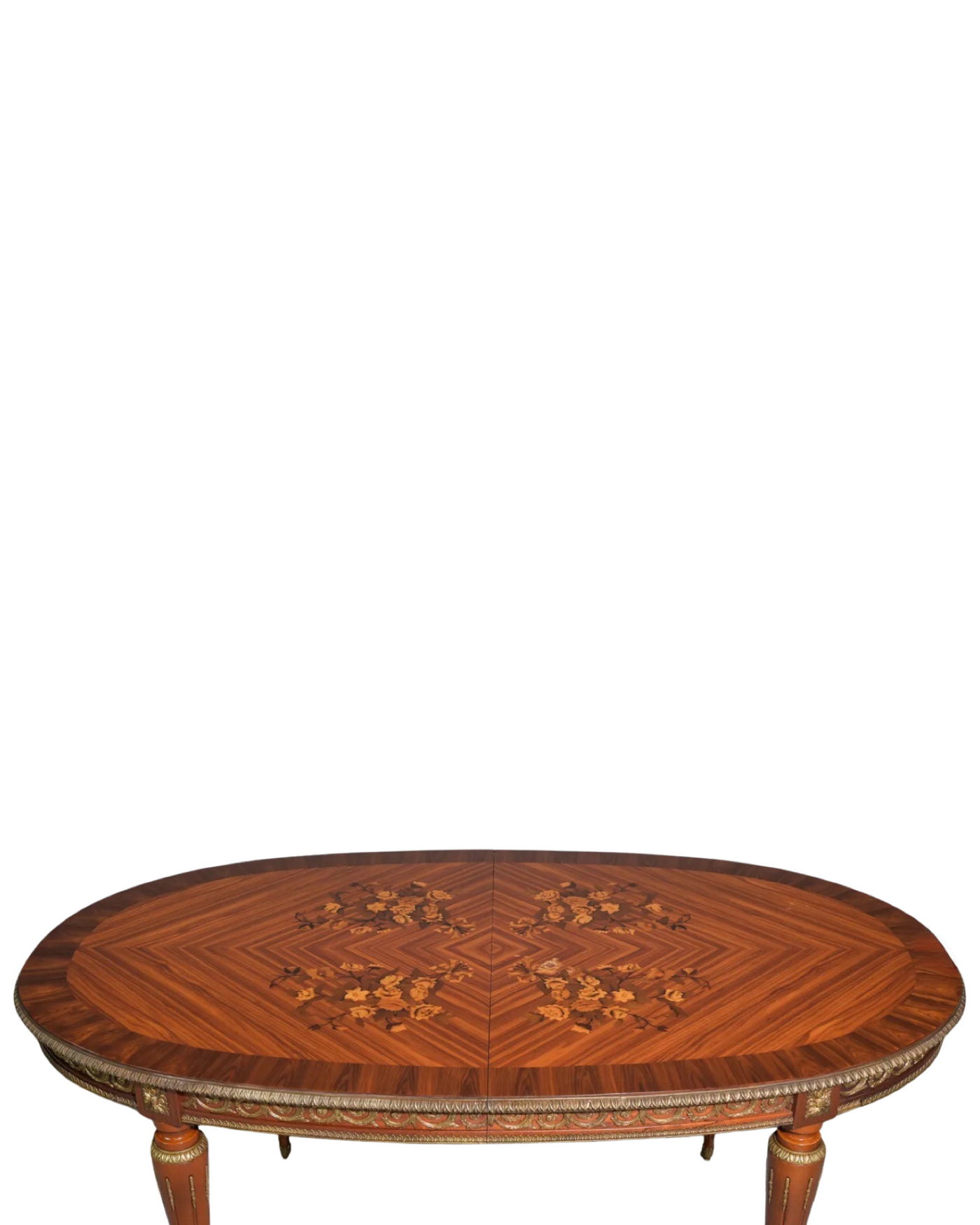 Louis XVI Inlaid Oval Dining Table with Gilt Ormolu