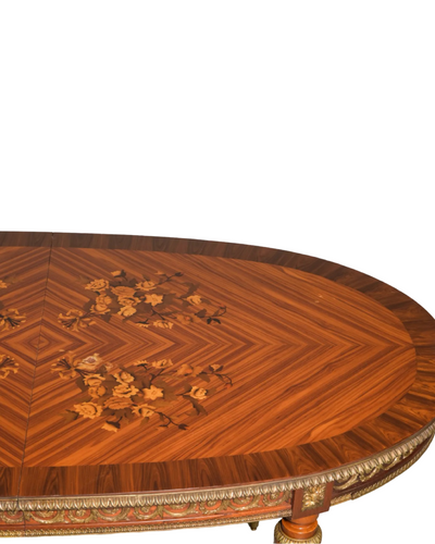 Louis XVI Inlaid Oval Dining Table with Gilt Ormolu