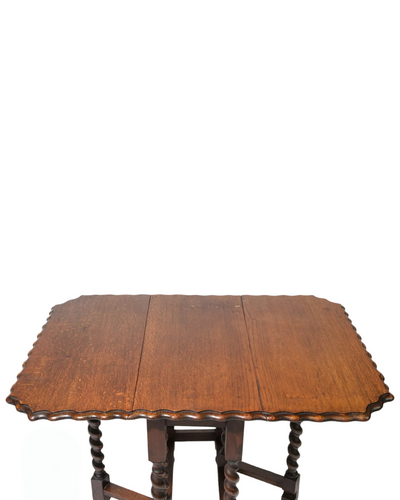 Antique Louis XIII Oak Drop Leaf Table with Scalloped Edge