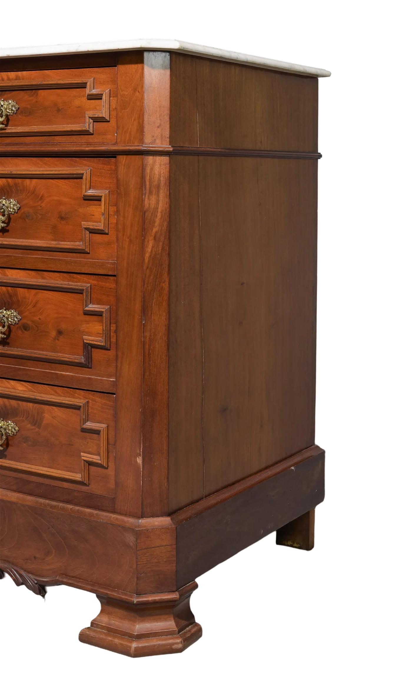 Antique French Mahogany Chest with White Marble