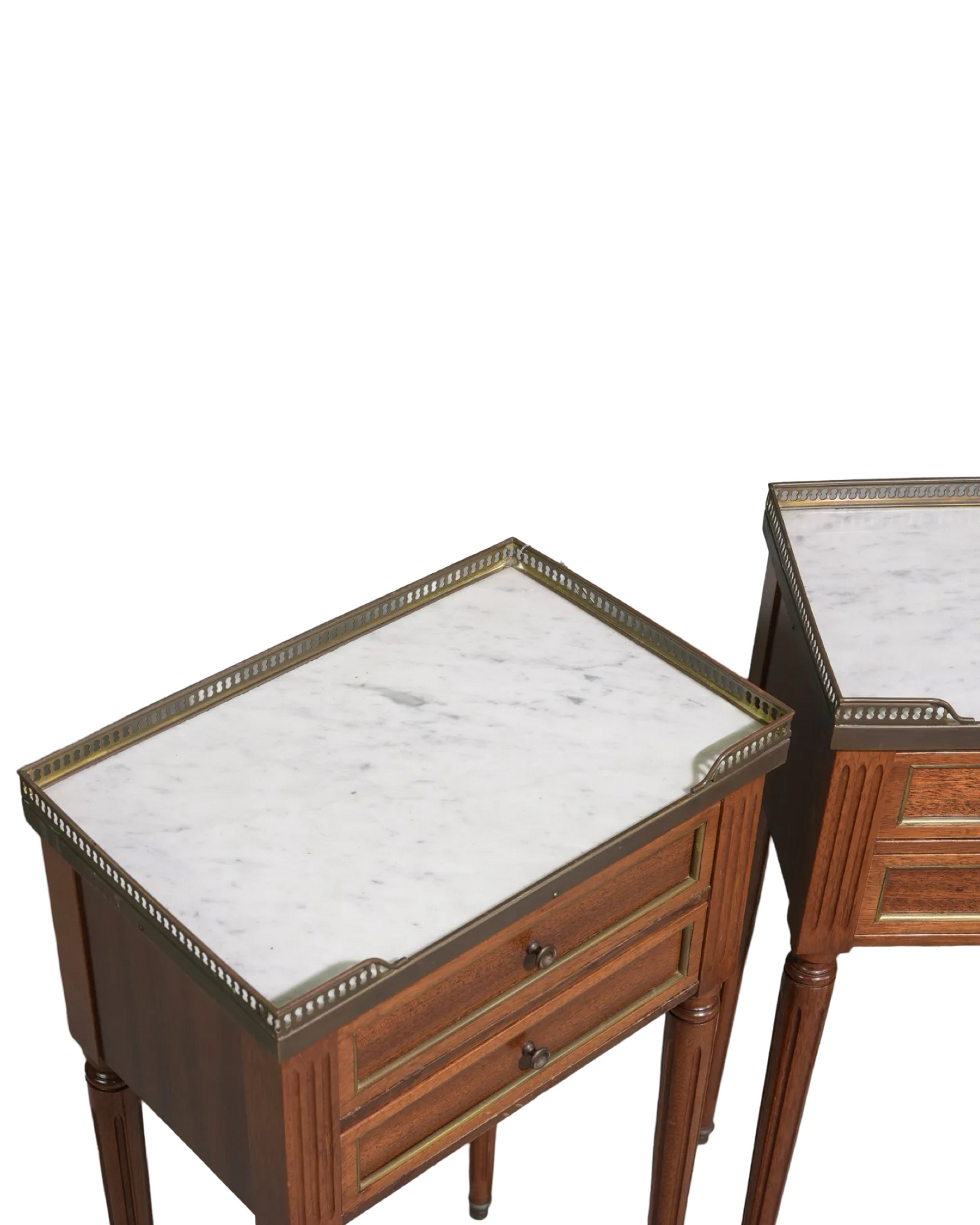 Antique Louis XVI Style White Marble Top Nightstand