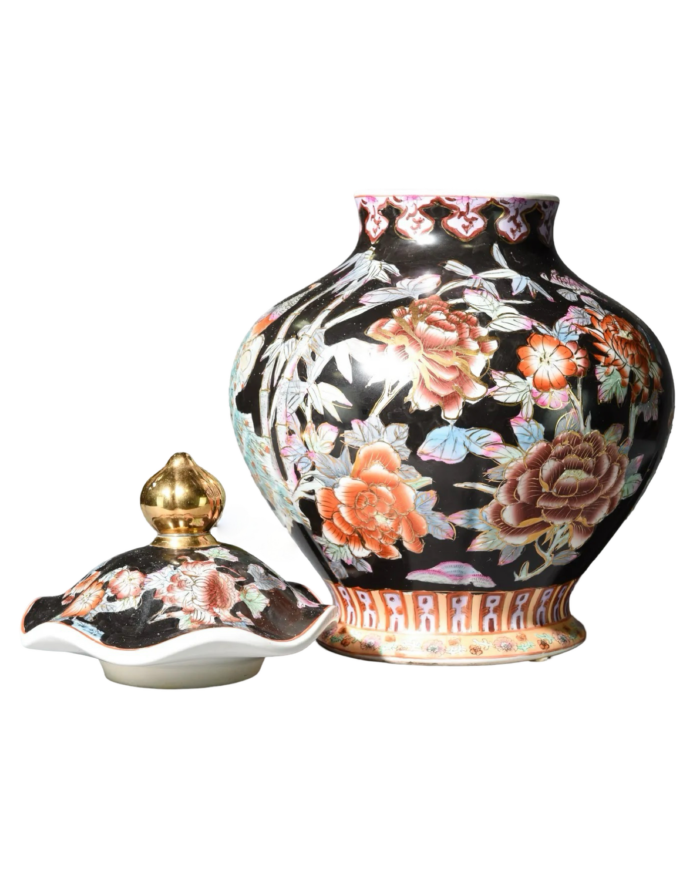 Large Vintage Asian Style Urn with Lid