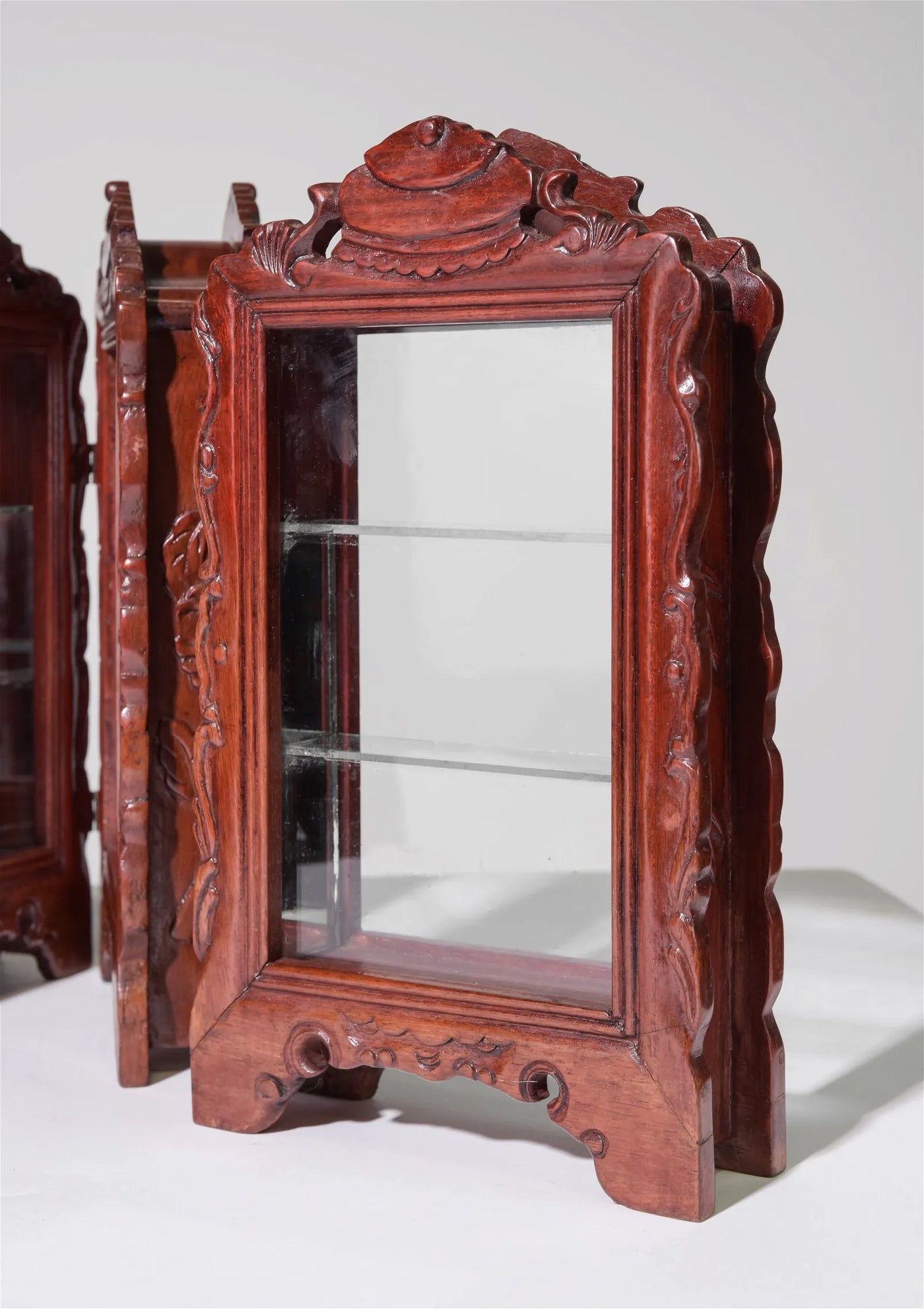 Chinoiserie Rosewood Folding Table Top Display Cabinet