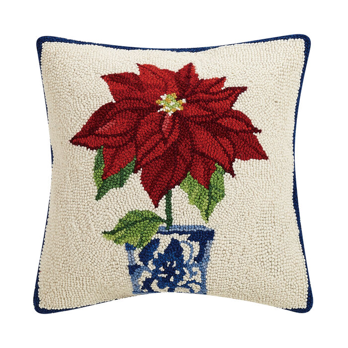 Holiday Chinoiserie Poinsettia Pillow