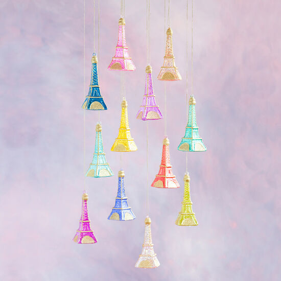 Rainbow Eiffel Tower Ornament 7.25"