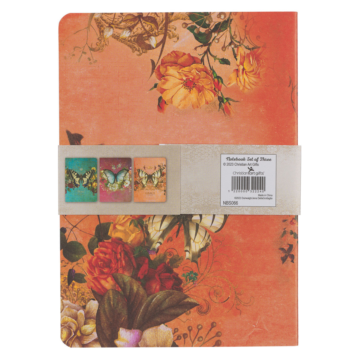 Hope Grace and Be Still Secret Garden Butterfly Notebook Set