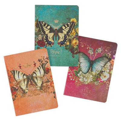 Hope Grace and Be Still Secret Garden Butterfly Notebook Set