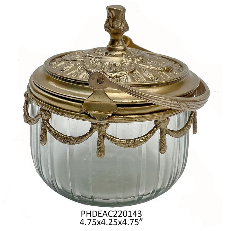 Antique Gold Vanity Jar with Handle