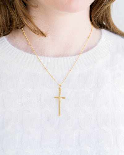 Dainty Elongated Cross Necklace